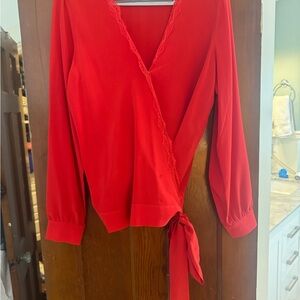 Vintage Sezane Silk Red Wrap Blouse